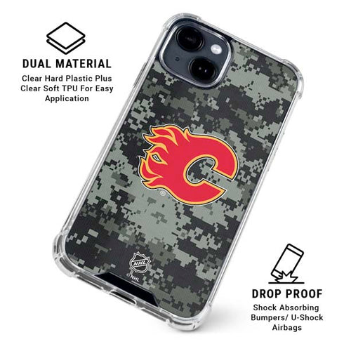 NHL Calgary Flames Camo iPhone 15 Clear Case