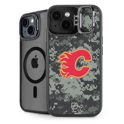 NHL Calgary Flames Camo iPhone 15 Kickstand Case