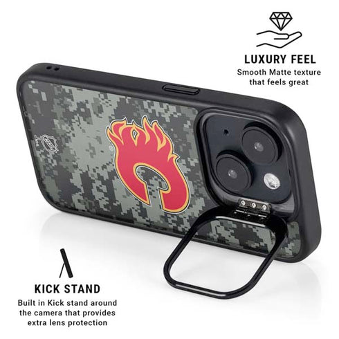 NHL Calgary Flames Camo iPhone 15 Kickstand Case