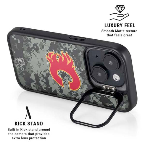 NHL Calgary Flames Camo iPhone 15 Plus Kickstand Case