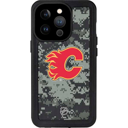 NHL Calgary Flames Camo iPhone 15 Pro Waterproof Case