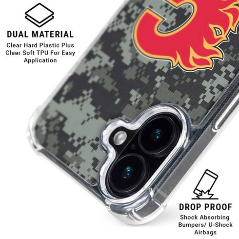 NHL Calgary Flames Camo iPhone 16 Clear Case