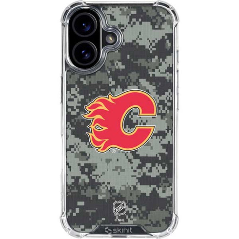 NHL Calgary Flames Camo iPhone 16 Plus Clear Case