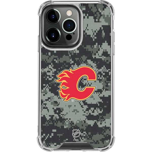 NHL Calgary Flames Camo iPhone 16 Pro Clear Case