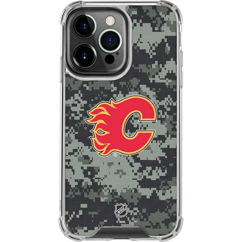 NHL Calgary Flames Camo iPhone 16 Pro Max Clear Case