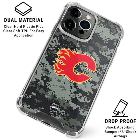 NHL Calgary Flames Camo iPhone 16 Pro Max Clear Case
