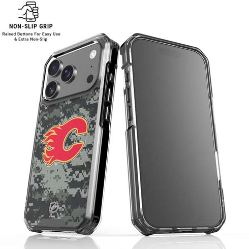 NHL Calgary Flames Camo iPhone 18 Pro Clear Case