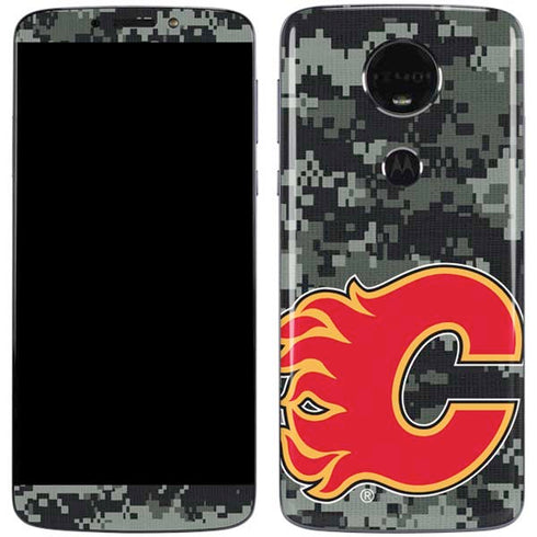 NHL Calgary Flames Camo Moto E5 Plus Skin