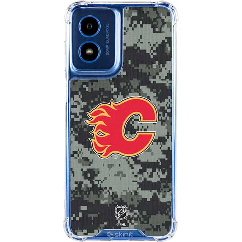 NHL Calgary Flames Camo Moto G 5G (2024) Clear Case