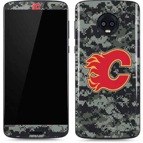 NHL Calgary Flames Camo Moto G6 Skin