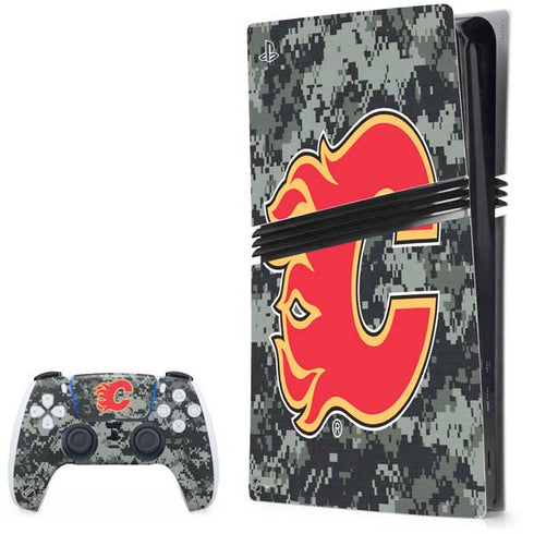 NHL Calgary Flames Camo PS5 Pro Bundle Skin
