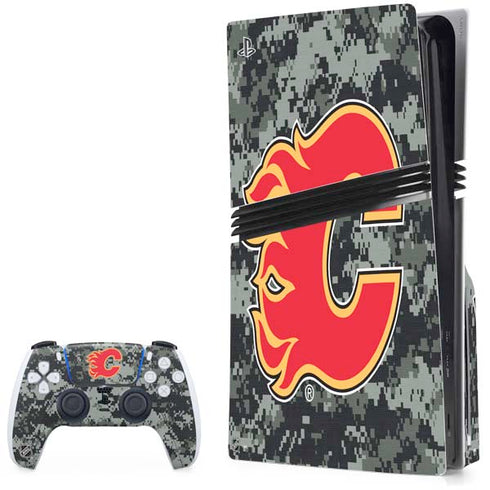 NHL Calgary Flames Camo PS5 Pro Disk Bundle Skin