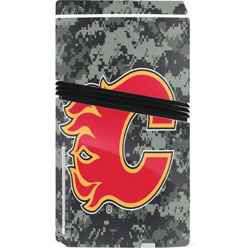 NHL Calgary Flames Camo PS5 Pro Disk Console Skin