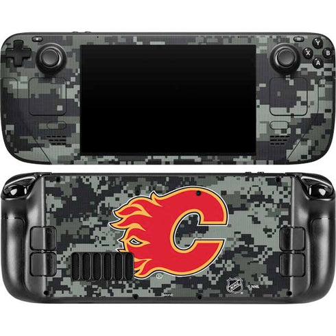 NHL Calgary Flames Camo Steam Deck Handheld Gaming Computer OLED Skin