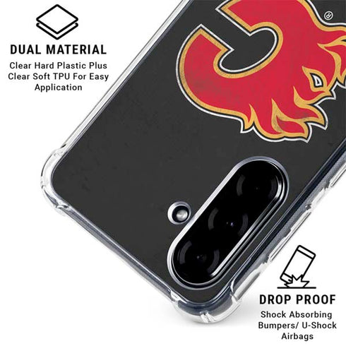 NHL Calgary Flames Distressed Galaxy A36 5G Clear Case