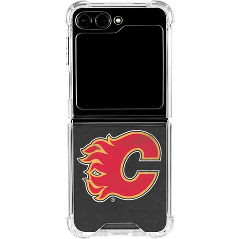 NHL Calgary Flames Distressed Galaxy Z Flip6 Clear Case