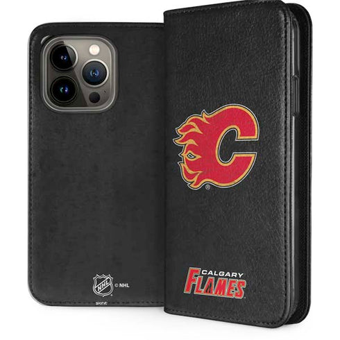 NHL Calgary Flames Distressed iPhone 13 Pro Folio Case