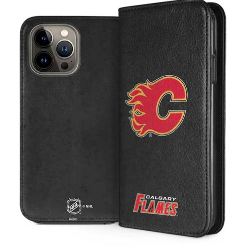 NHL Calgary Flames Distressed iPhone 14 Pro Max Folio Case