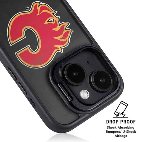 NHL Calgary Flames Distressed iPhone 15 Kickstand Case