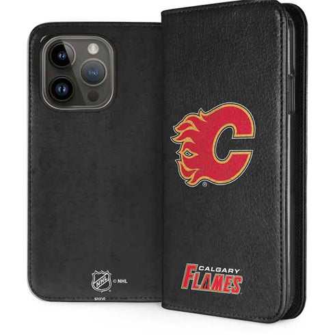 NHL Calgary Flames Distressed iPhone 15 Pro Folio Case