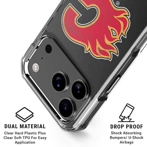 NHL Calgary Flames Distressed iPhone 18 Pro Clear Case