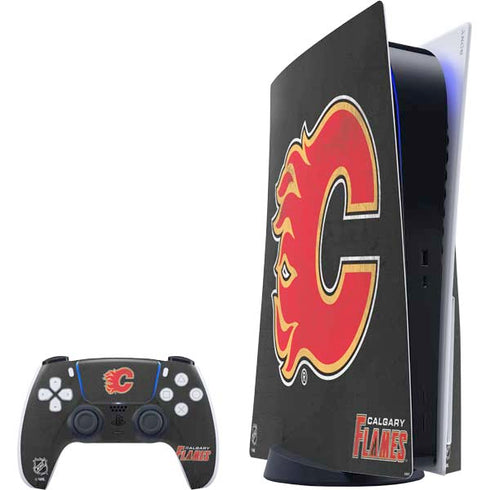 NHL Calgary Flames Distressed PlayStation PS5 Skins