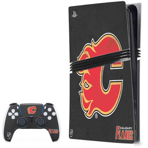 NHL Calgary Flames Distressed PlayStation PS5 Skins