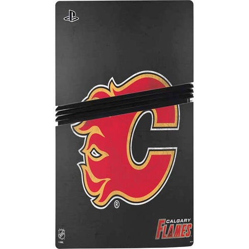NHL Calgary Flames Distressed PS5 Pro Bundle Skin