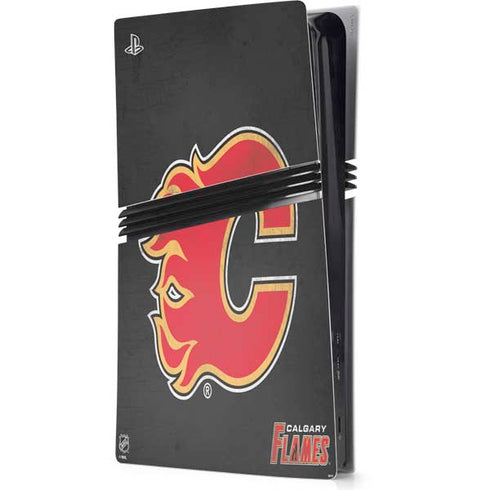 NHL Calgary Flames Distressed PS5 Pro Console Skin