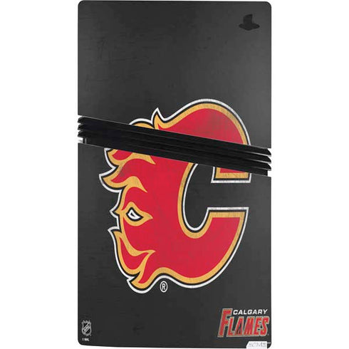 NHL Calgary Flames Distressed PS5 Pro Console Skin