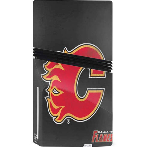 NHL Calgary Flames Distressed PS5 Pro Disk Console Skin