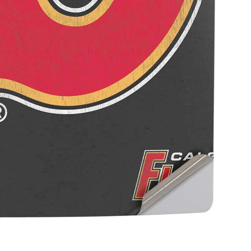 NHL Calgary Flames Distressed PS5 Pro Disk Console Skin