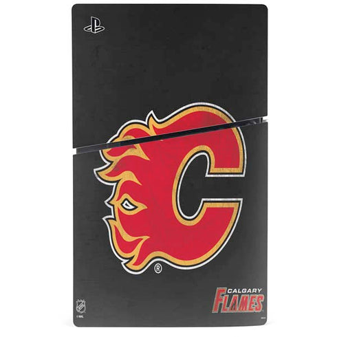NHL Calgary Flames Distressed PS5 Slim Digital Edition Console Skin