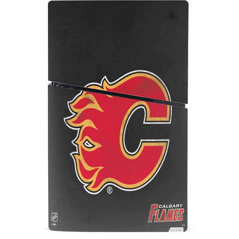 NHL Calgary Flames Distressed PS5 Slim Digital Edition Console Skin