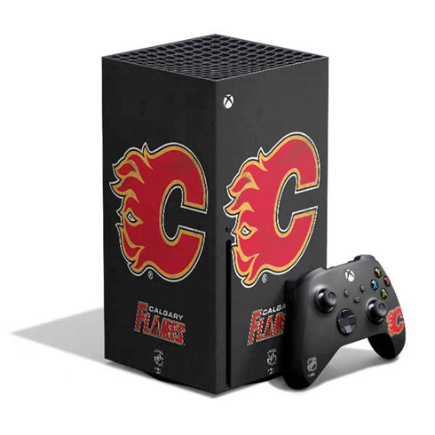 NHL Calgary Flames Distressed Xbox Series X Skins