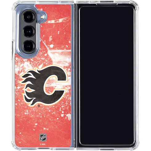 NHL Calgary Flames Frozen Galaxy Z Fold5 5G Clear Case