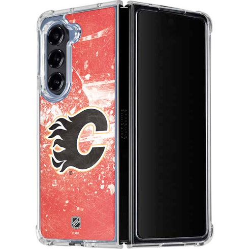 NHL Calgary Flames Frozen Galaxy Z Fold5 5G Clear Case