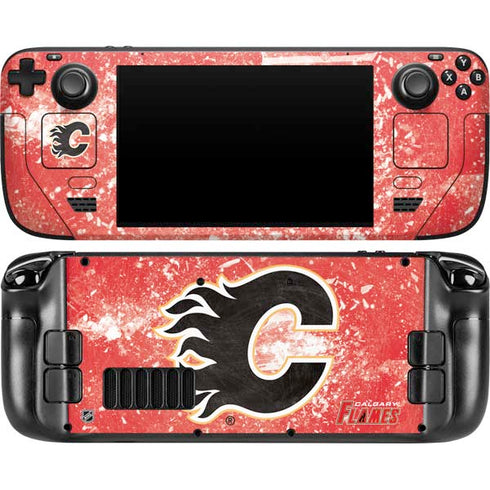 NHL Calgary Flames Frozen Steam Deck Handheld Gaming Computer OLED Skin