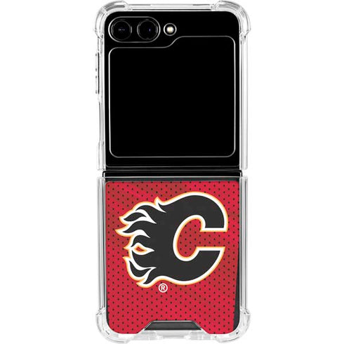 NHL Calgary Flames Home Jersey Galaxy Z Flip6 Clear Case