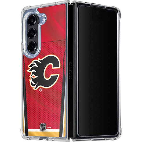 NHL Calgary Flames Home Jersey Galaxy Z Fold5 5G Clear Case