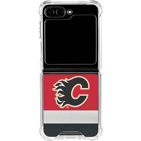 NHL Calgary Flames Jersey Galaxy Z Flip6 Clear Case