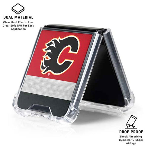 NHL Calgary Flames Jersey Galaxy Z Flip6 Clear Case