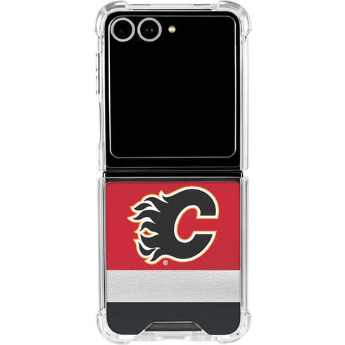 NHL Calgary Flames Jersey Galaxy Z Flip7 Clear Case
