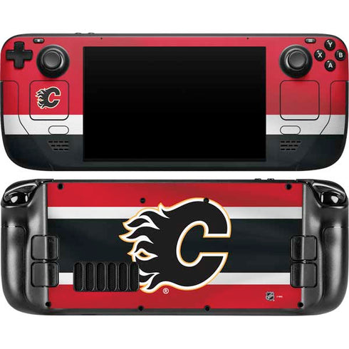 NHL Calgary Flames Jersey Steam Deck Handheld Gaming Computer OLED Skin