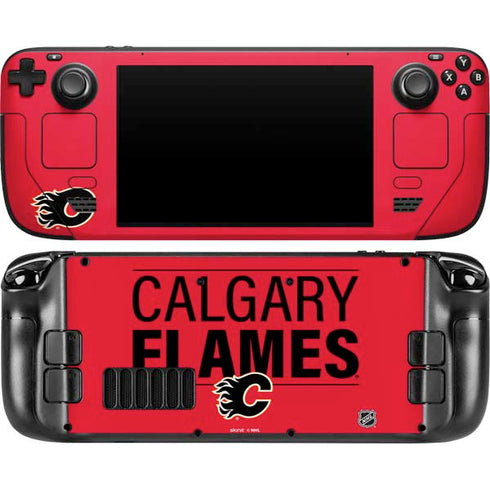 NHL Calgary Flames Lineup Steam Deck Handheld Gaming Computer OLED Skin