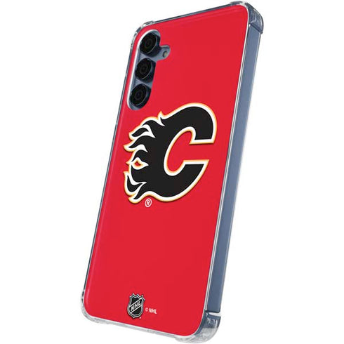 NHL Calgary Flames Solid Background Galaxy A55 5G Clear Case