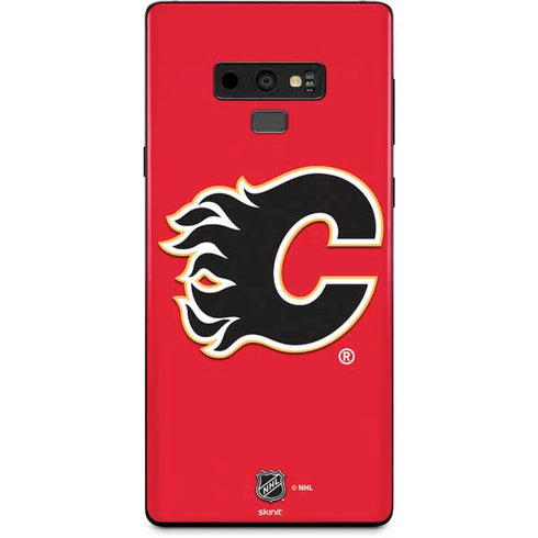 NHL Calgary Flames Solid Background Galaxy Note 9 Skin