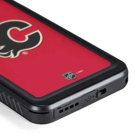 NHL Calgary Flames Solid Background Galaxy S24 Plus Waterproof Case