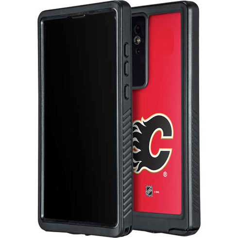 NHL Calgary Flames Solid Background Galaxy S24 Ultra Waterproof Case