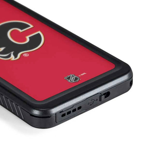 NHL Calgary Flames Solid Background Galaxy S24 Waterproof Case